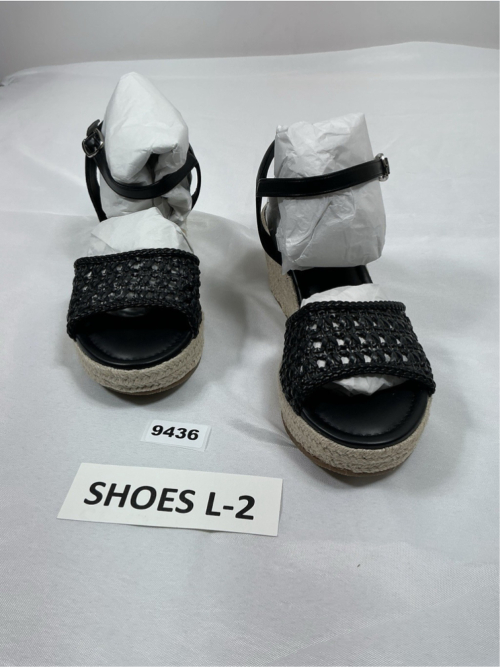 Womans New Luoika Platform Wedge Slingback Sandals 8.5 XW Black